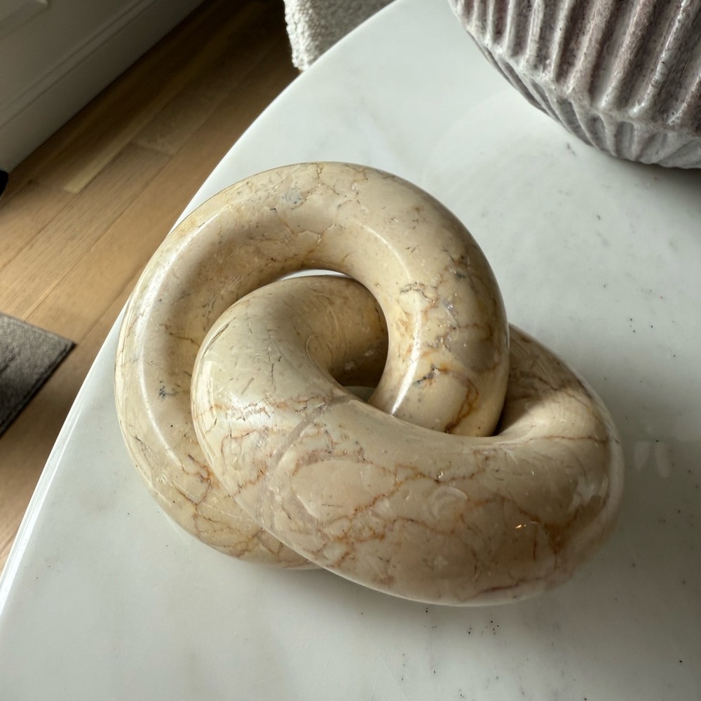 Elegant Cream Marble Knot Sculpture